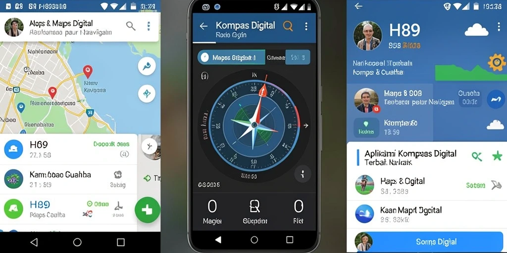 Antarmuka H89 menampilkan fungsi kompas digital yang intuitif.