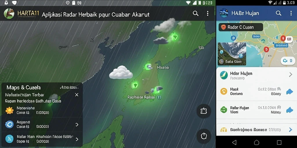 Antarmuka bersih HARTA11 menampilkan radar hujan dengan akurat.