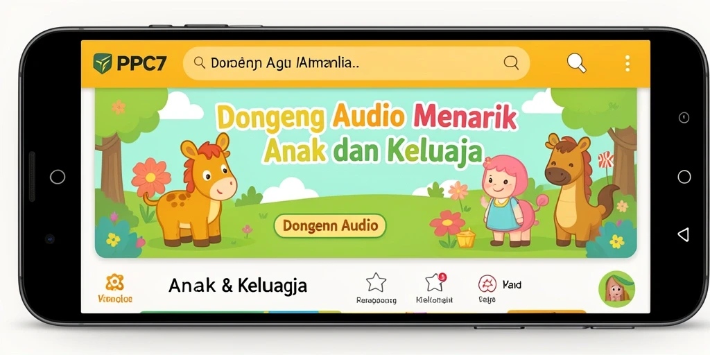 Antarmuka ramah anak dengan pilihan cerita yang menarik.