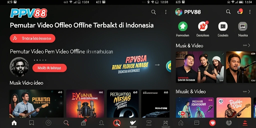 Antarmuka PPV88 yang sederhana dan fungsional untuk Pemutar Video Offline.