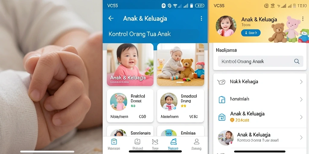 Tampilan antarmuka utama VC55 dengan fitur Kontrol Orang Tua.